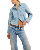 Free People Shrunken Denim Indigo - Light Wash Faded