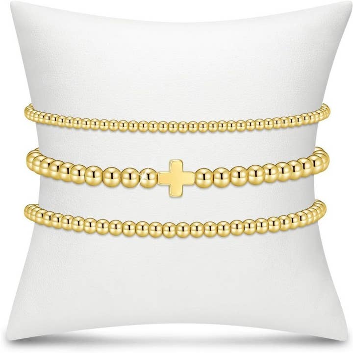JOSSLYN by Wall to Wall Cross Multilayer Ball Chain Bracelet | 40B51653.25 by JOSSLYN by Wall to Wall