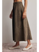 Forte Stretched Suede A-Line Midi Skirt by Forte