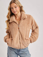 Bluivy Fleece Zip Up Teddy Jacket Latte