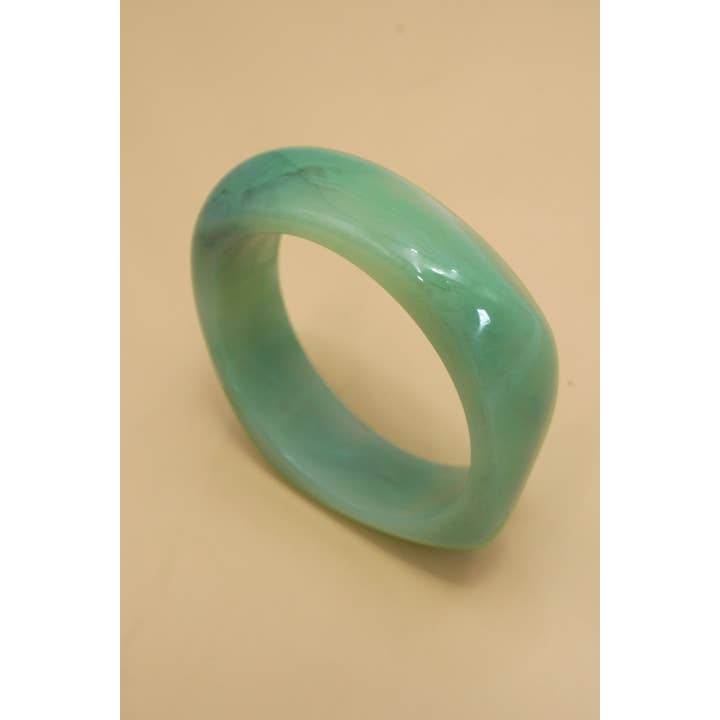 JOSSLYN by Wall to Wall Luxury Irregular Square Shape Cuff Bangle Jade
