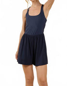 Sadie & Sage On Point Mixed Media Romper navy