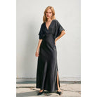 Dress Forum Like Butter Satin Blouson Maxi Dress - Black