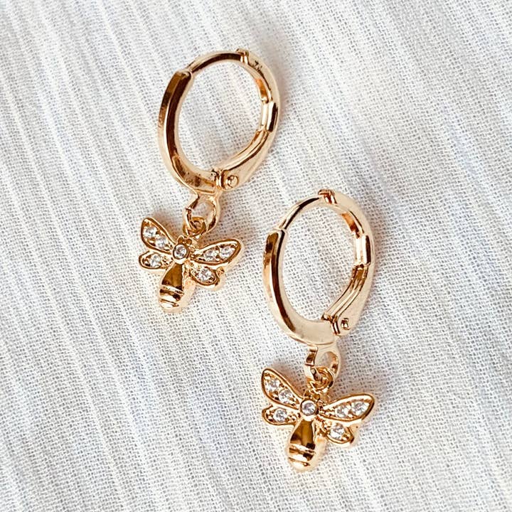 SALT by Sarah Curtis Bumble Bee Huggie Hoops | 18K Gold