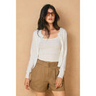 Dress Forum Whisper Knit Crop Top and Cardigan Set - Black