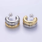 Aim Eternal 24k Gold Filled Double Band C-Shape Hoop Earrings by Aim Eternal