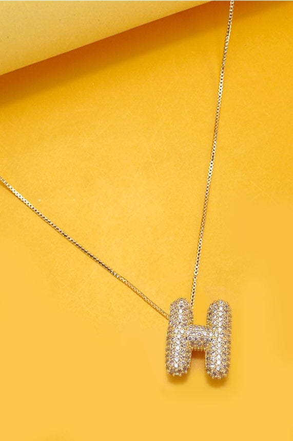 JOSSLYN by Wall to Wall Initial Pave Rhinestone Bubble Balloon Necklace