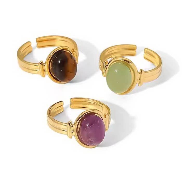 JOSSLYN by Wall to Wall 18K Stainless Steel Tarnish Free Stone Ring | 40R121 by JOSSLYN by Wall to Wall