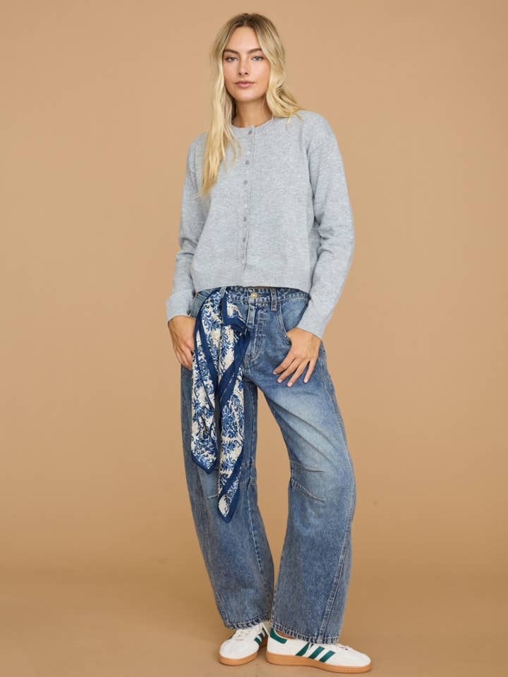 Dottie Dottie Garage Washed Barrel Denim Jeans in Denim by Dottie Dottie Garage