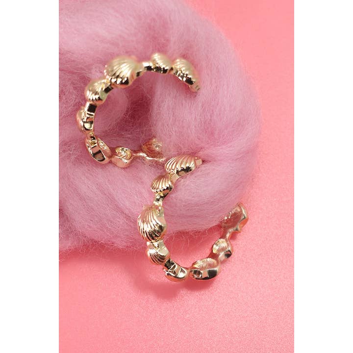 JOSSLYN by Wall to Wall Seashell Hoop Earrings