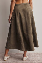 Forte Stretched Suede A-Line Midi Skirt by Forte