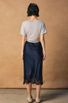 Dress Forum Satin Lace Hem Pencil Skirt by Dress Forum