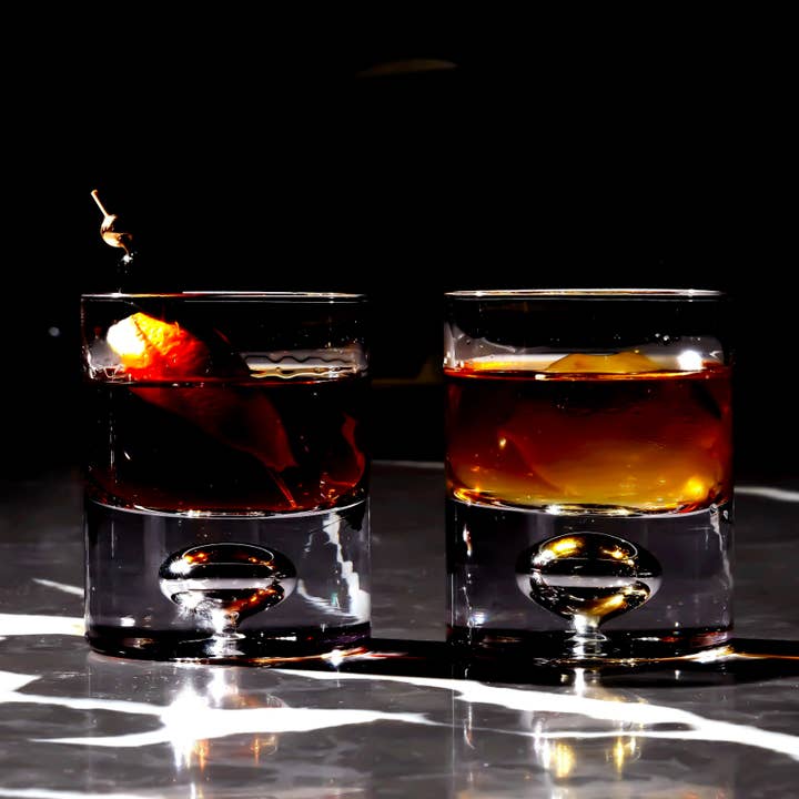 Lemonsoda Crystal Bubble Heavy Base Whiskey Glass Tumbler - 9 oz (Set of 4) by Lemonsoda