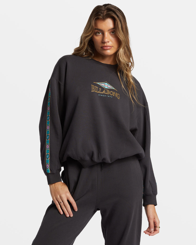 Billabong Swipe Right Kendall Crew Sweatshirt Black Sands