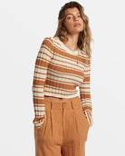 Billabong Clare Striped Sweater Sandalwood