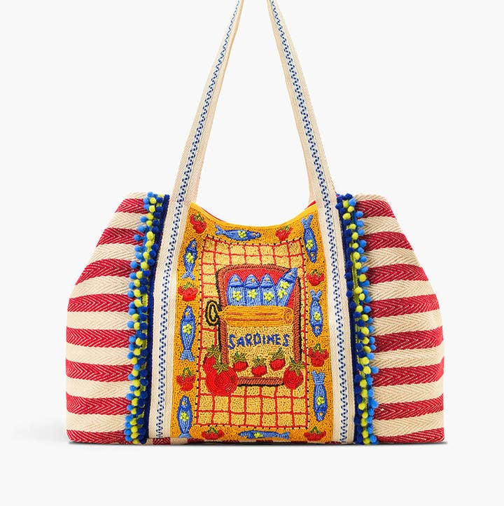 America & Beyond Deep Sea Sardine Beaded Coastal Oversized Tote