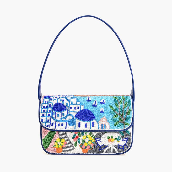 America & Beyond Santorini Dreams Beaded Shoulder Bag