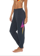 Aviator Nation Bolt Fade Sweatpants in Charcoal/Pink Purple