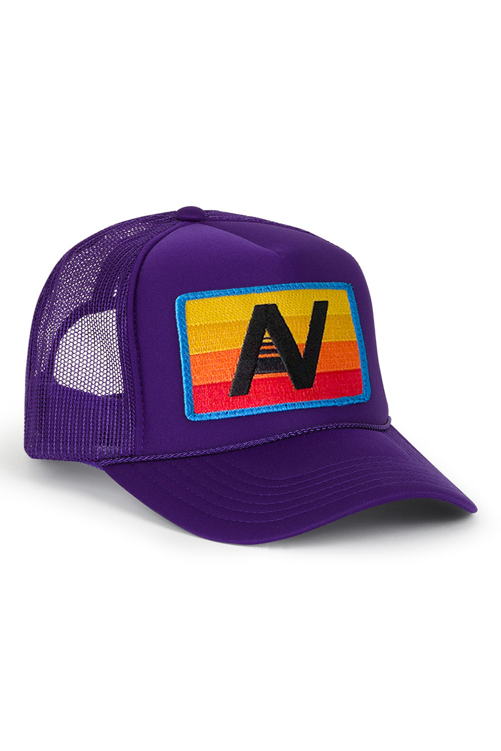 Aviator Nation Logo Rainbow Vintage Low Rise Trucker Purple