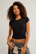 Free People Wait A Minute Baby Tee Anthracite