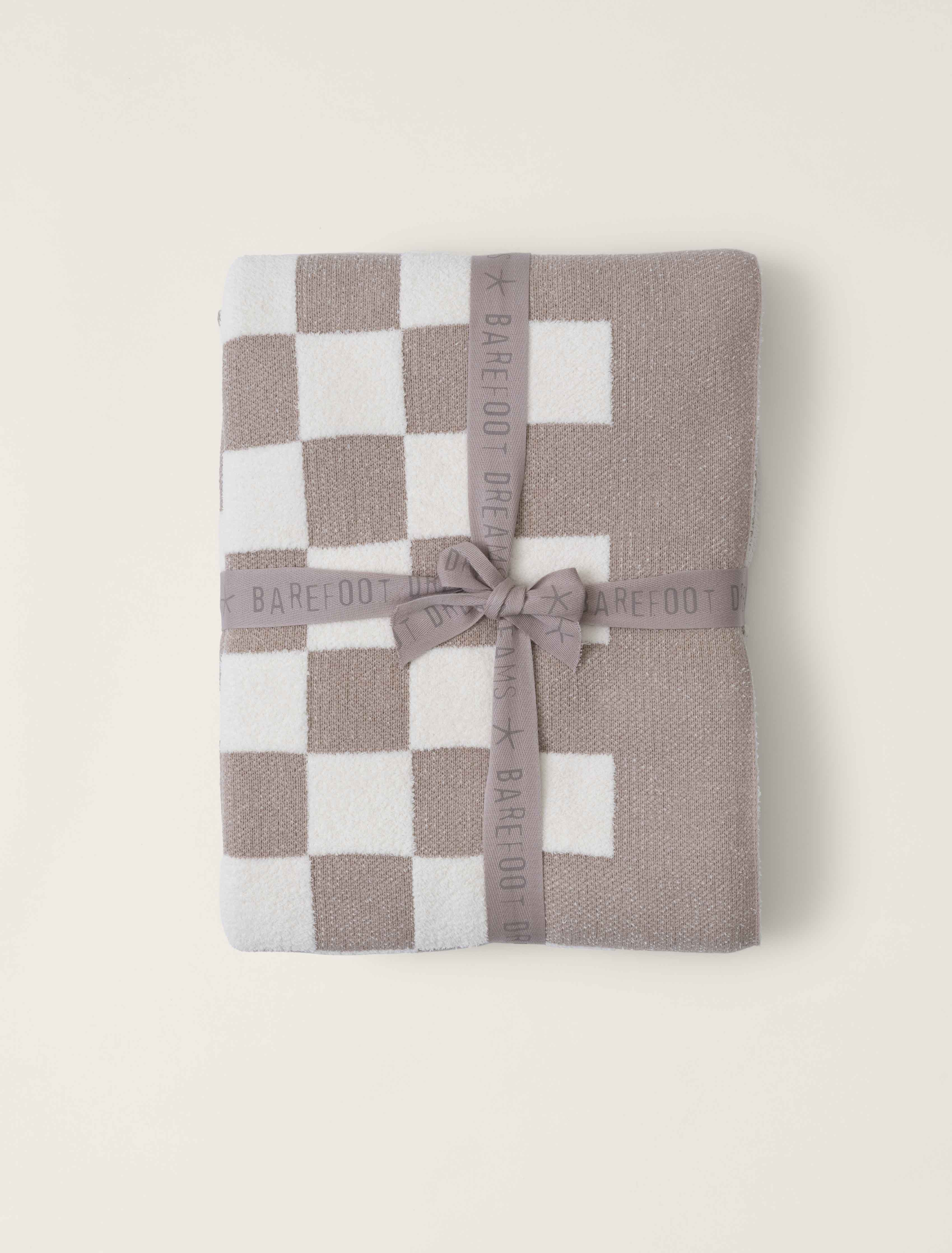 Barefoot Dreams CozyChic Cotton Checkered Throw Fauna Cream