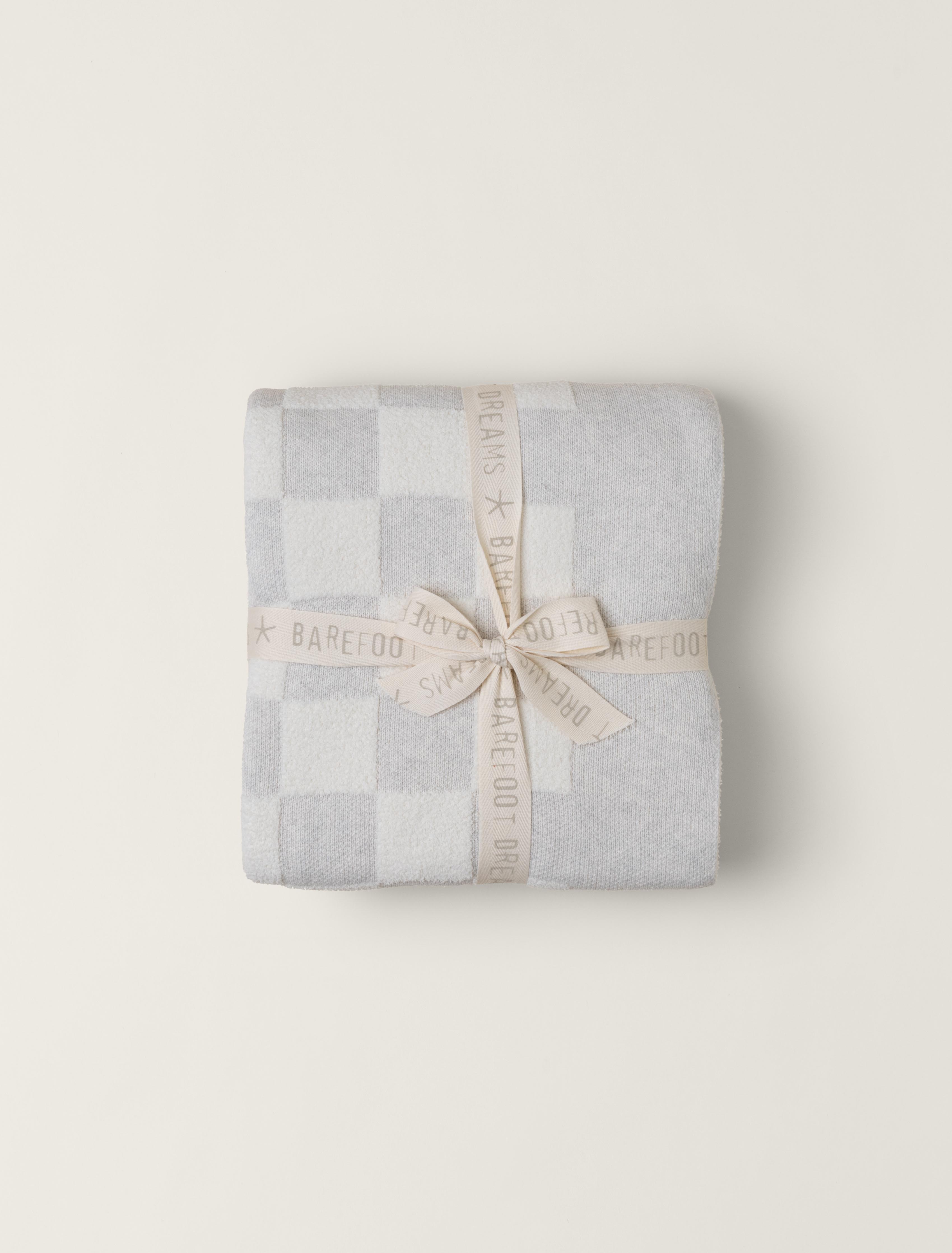 Barefoot Dreams CozyChic Cotton Checkered Throw Grey Cream
