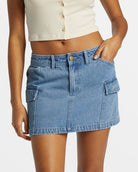 Billabong Hilary Cargo Skirt in Medium Blue Rinse