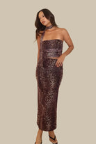 GOLDEN Jordan 2 PC Bandeau w/ Maxi Skirt Leopard Web