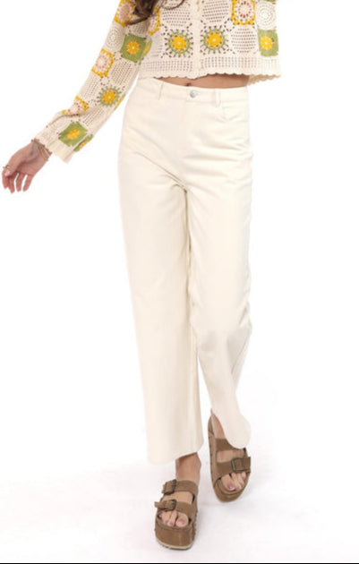 Sadie & Sage Clear Eyes Wide Leg Denim Pants Cream