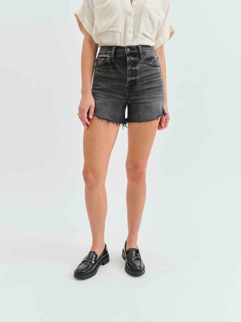 Daze Denim Bottom Line High Rise Vintage Short in Raven Vintage - Raven Vintage
