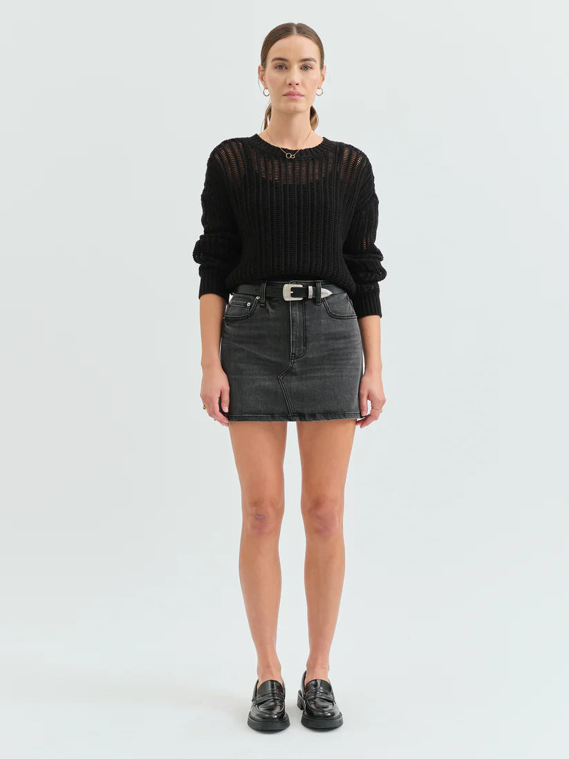 Daze Denim Malibu Mid Waist Mini Skirt In Spade