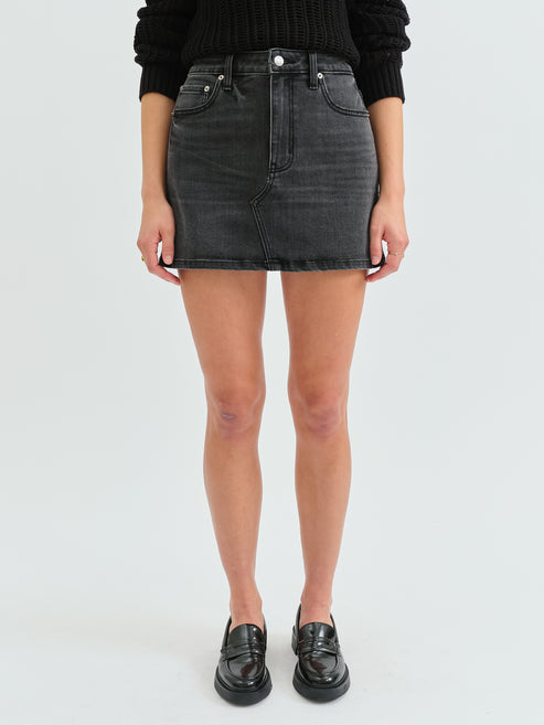 Daze Denim Malibu Mid Waist Mini Skirt In Spade