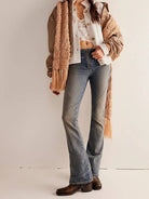 Dipped Shop Stand Collar Button Cardigan Apricot