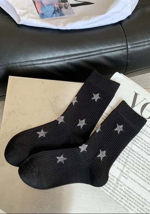Dipped Shop Star Simple Ribbed Daily Socks Black