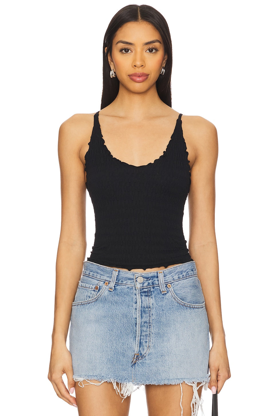 Free People Pucker Up Seamless Tee Black