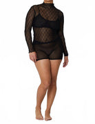 Find Me Now Wanda Mesh Long Sleeve Mock Neck Top Shadow