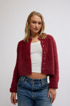 Free People Celeste Cardi Aged Red