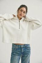 Free People Celeste Quarterzip Clean Ivory