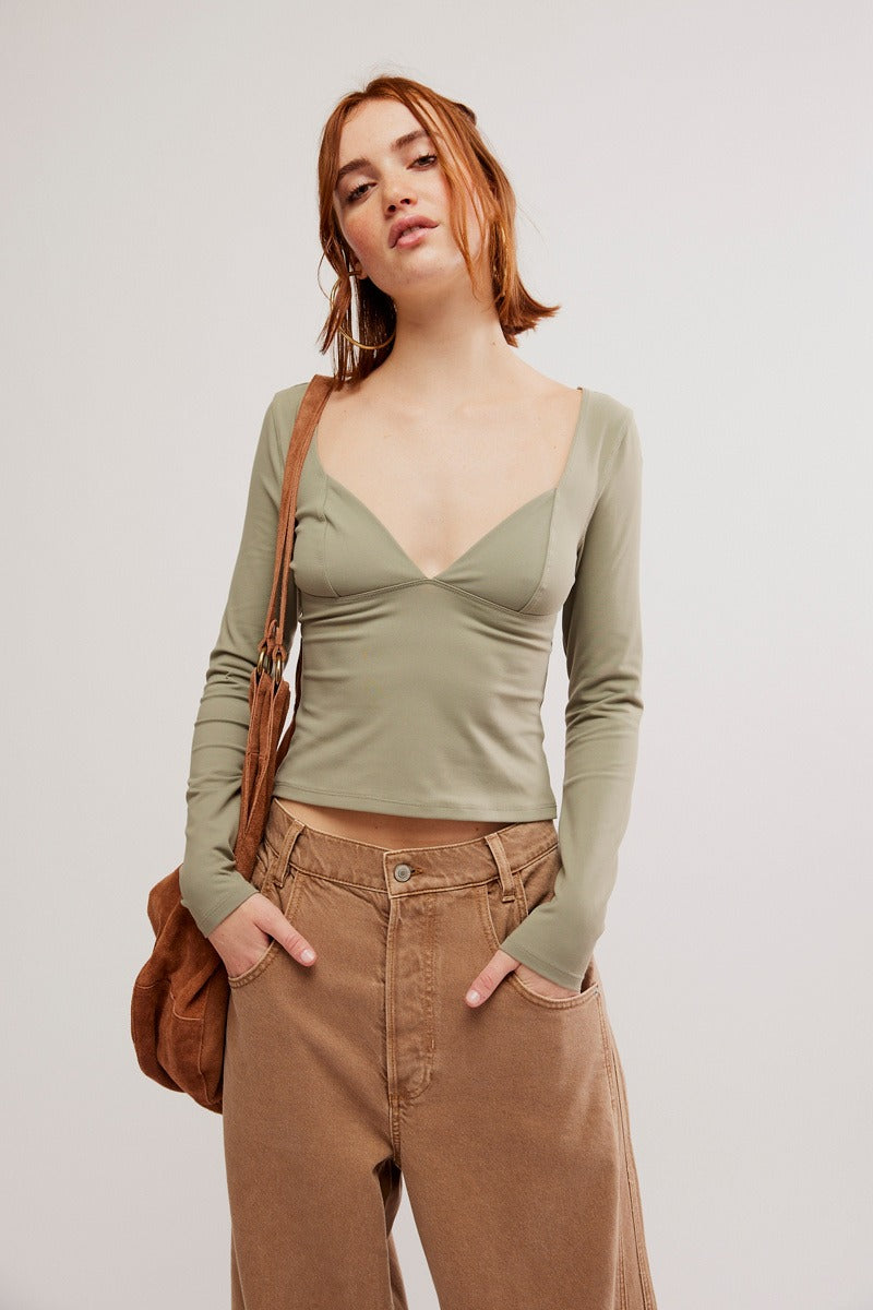 Free People Duo Corset Long Sleeve Laurel Oak