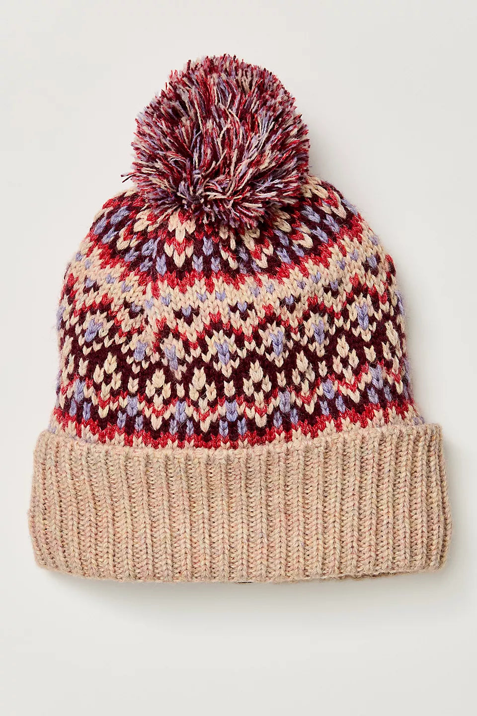 Free People First Frost Fairisle Pom Beanie Ivory
