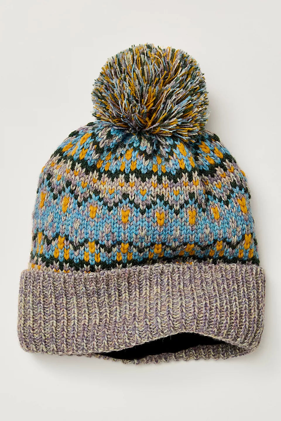 Free People First Frost Fairisle Pom Beanie Sage