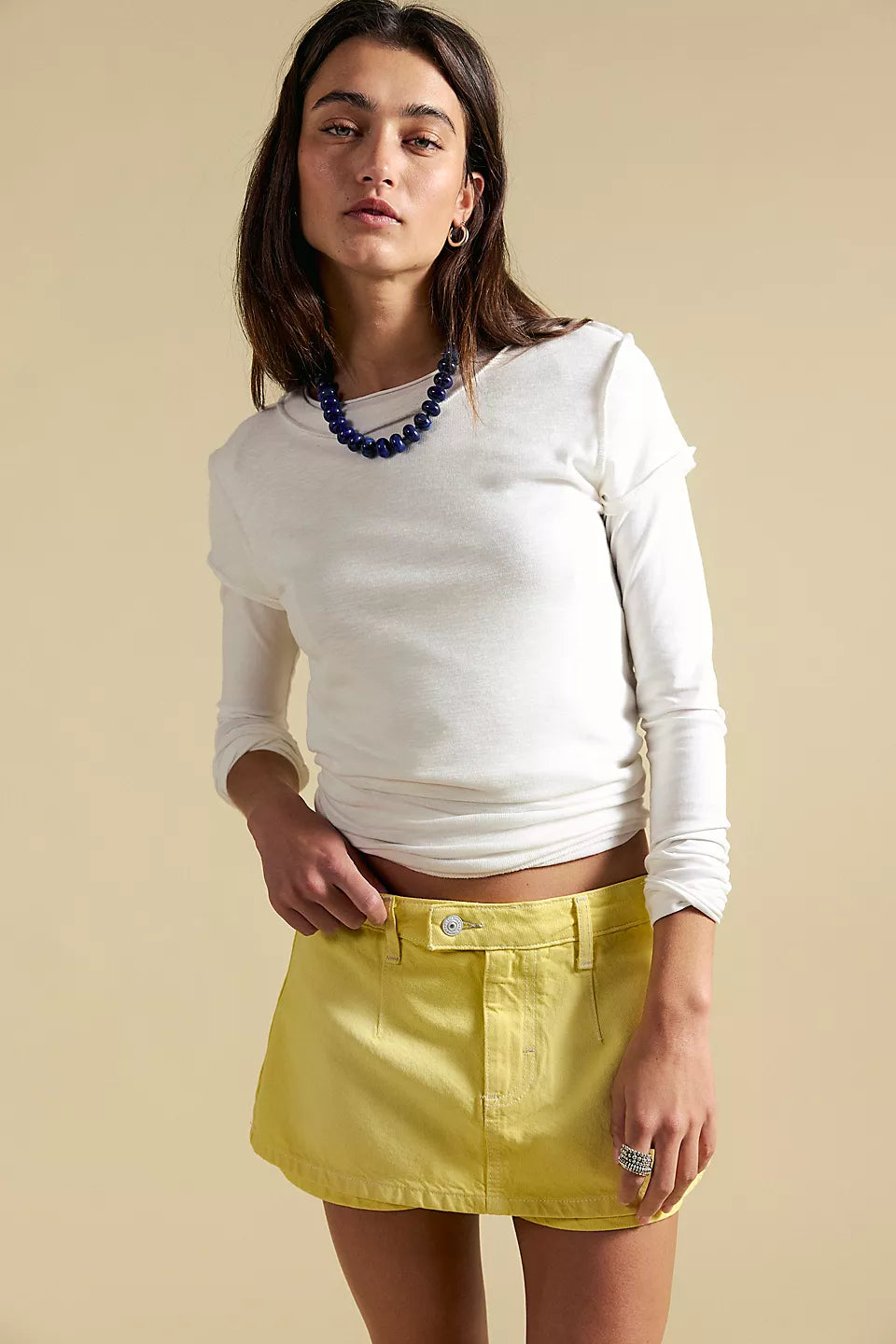 Free People Galivanting Skort in Lemon Ice