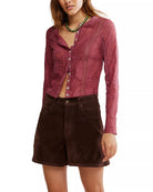 Free People Jae Lacey Knit Long Sleeve Crushed Berry