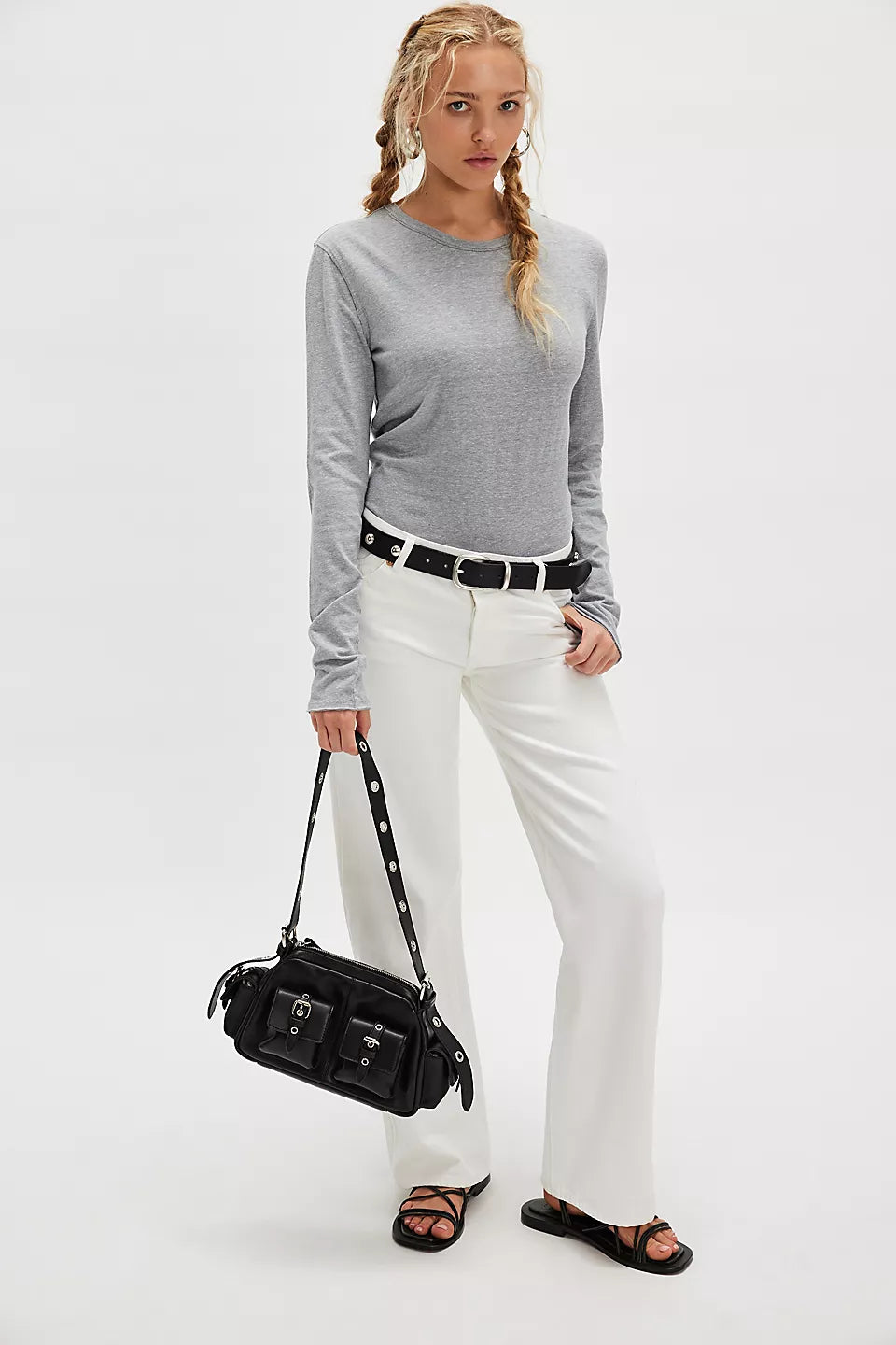 Free People Nova Tee Long Sleeve Greyhound