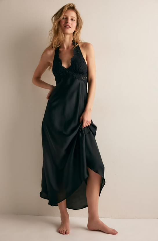 Free People Petal Party Midi Dress Black