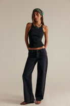 Free People Tennessee Low Rise Boyfriend in Hideaway Black
