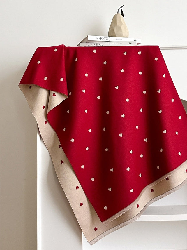 Funkyrel Atzbranding Limited Scarvii – Reversible Heart Print Scarf & Wrap Red