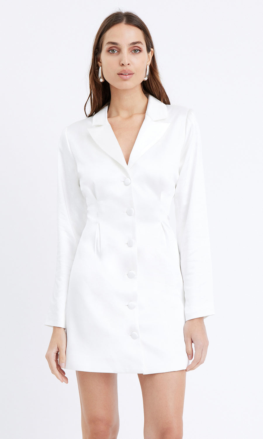 Greylin Viv Cinched Waist Blazer Dress Off White
