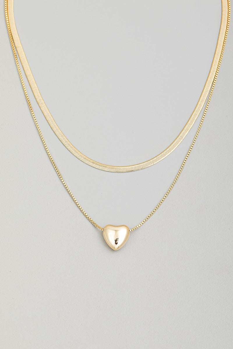 GOLDEN Aglae Layered Chain Heart Pendant Necklace