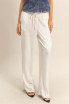GOLDEN Domino Leopard Print Wide-leg Drawstring Pants White
